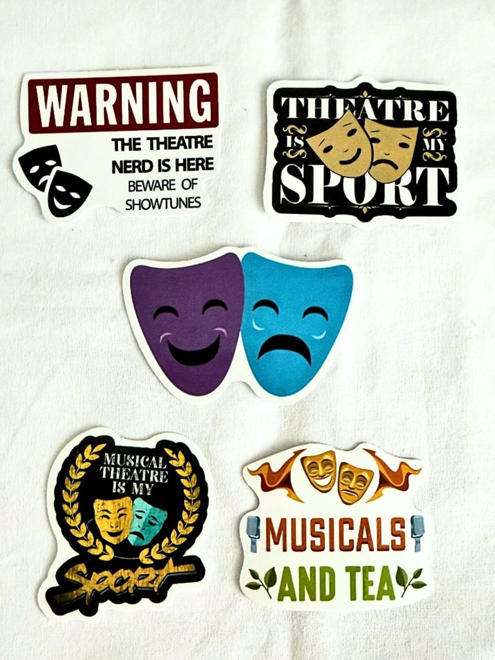 Musical Theater Sticker Set Of 5 Showtunes Theatre Nerd Actor Gift No5
